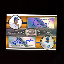 EVAN LONGORIA GOEVANY SOTO 2008 BOWMAN STERLING RC GOLD REFRACTOR DUAL AUTO #/50