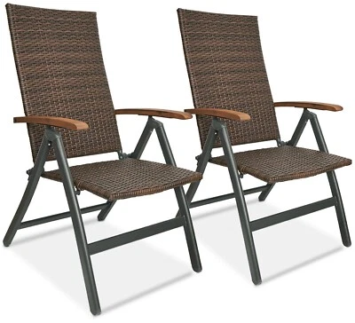 BRUBAKER Gartenstuhl Hochlehner Stühle Rattan Klappstuhl Faltstuhl Campingstuhl Garten