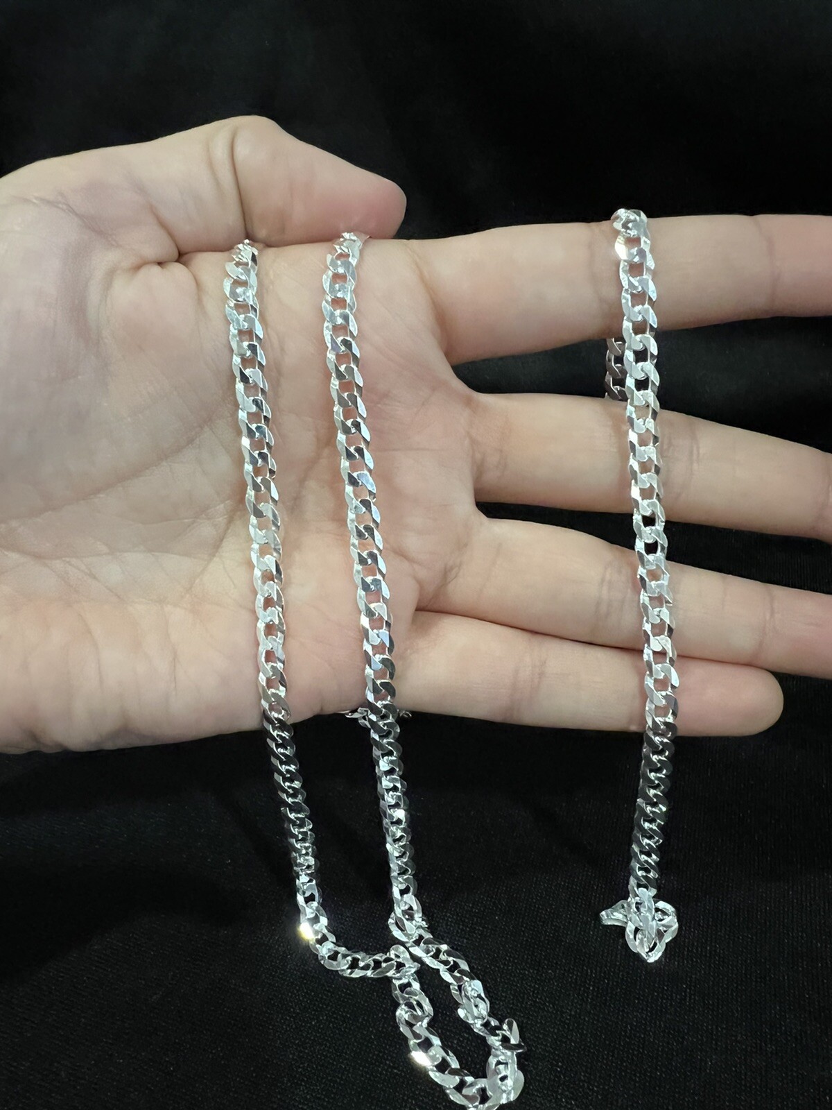 Sterling Silver Plain 5.75mm Fancy Curb Link Bracelet W/ Lobster Clasp 7" - 8" E - Foto 6