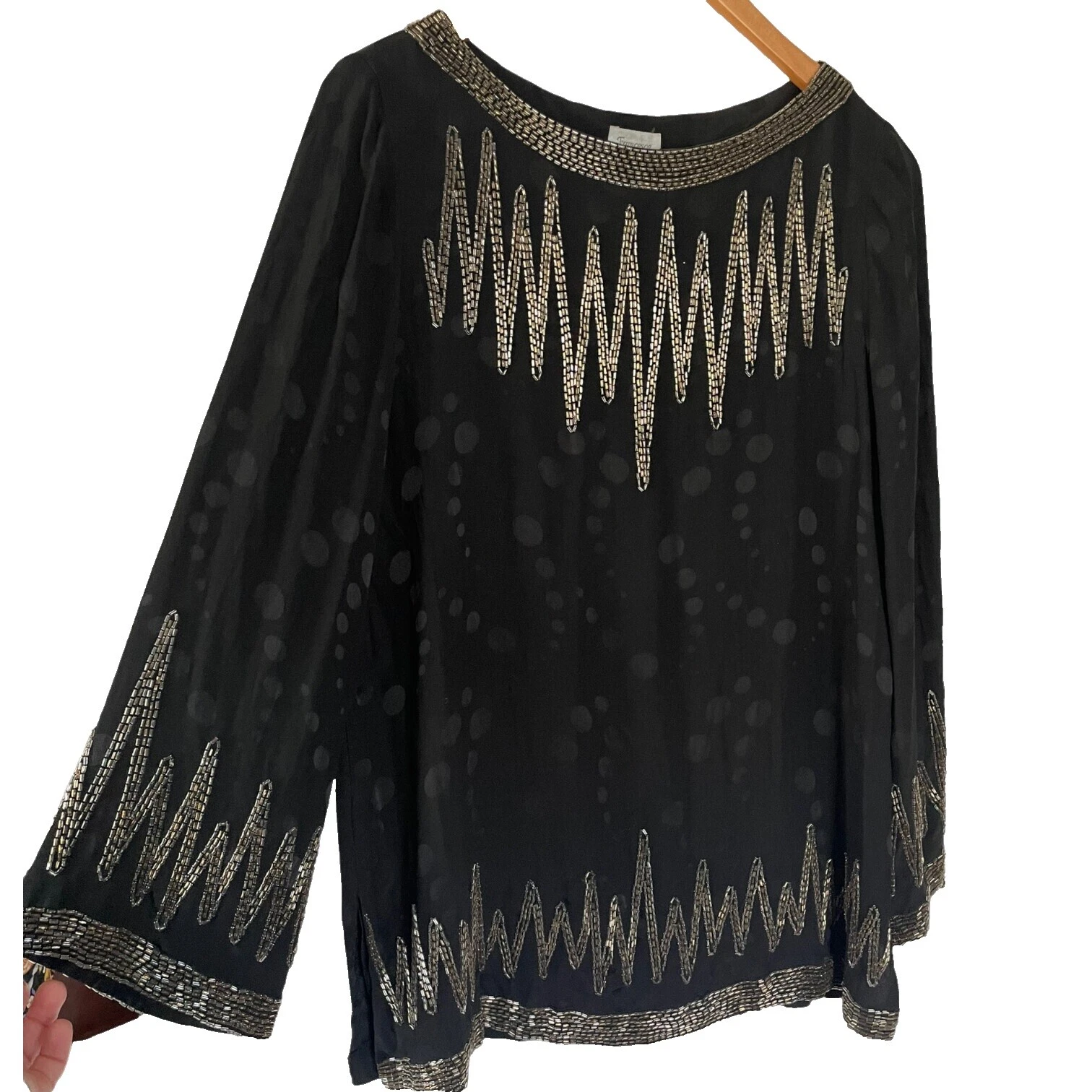 Ocasión especial Negro 100% seda ropa Vintage para Mujeres