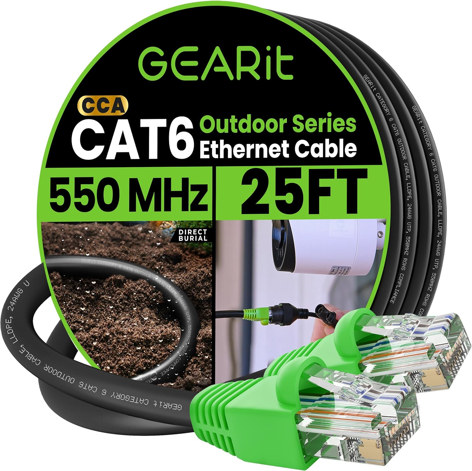 RJ45 Cat-6 Ethernet Patch Cable, 10Gpbs Transfer Speed, Gold-Plated Connectors,