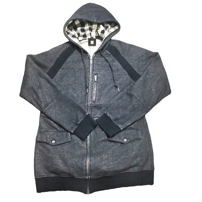 INSIGHT Hooded Men's Fleece Lined Jersey Knit Jacket Pockets Drawstring Navy S