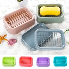 Bathroom Soap Dish Portable Soap Storage Holder Plastic Soap Box Double Layers