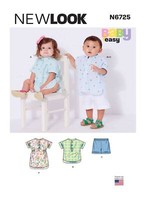 Schnittmuster Babykleid, Babyhemd, Hose Newlook Nl6725 NB-L Baby (3-11 Kg)