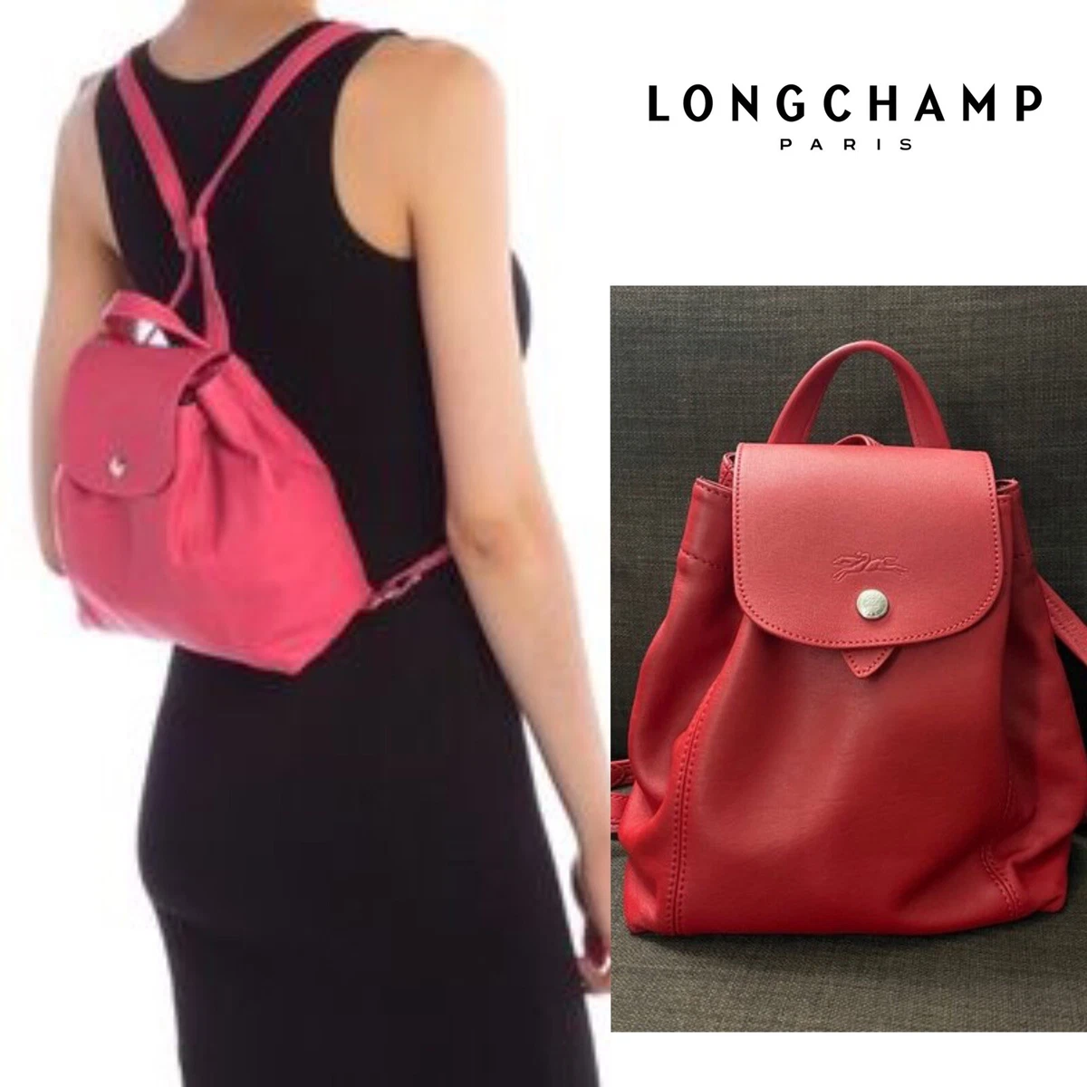 Longchamp Le Pliage Cuir Backpack Black