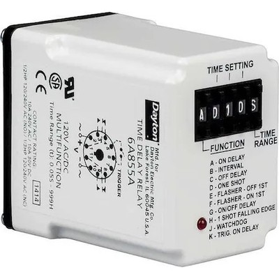 Dayton 5Dra3 Multifunction Time Delay Relay, Octal, Multi Function, 10