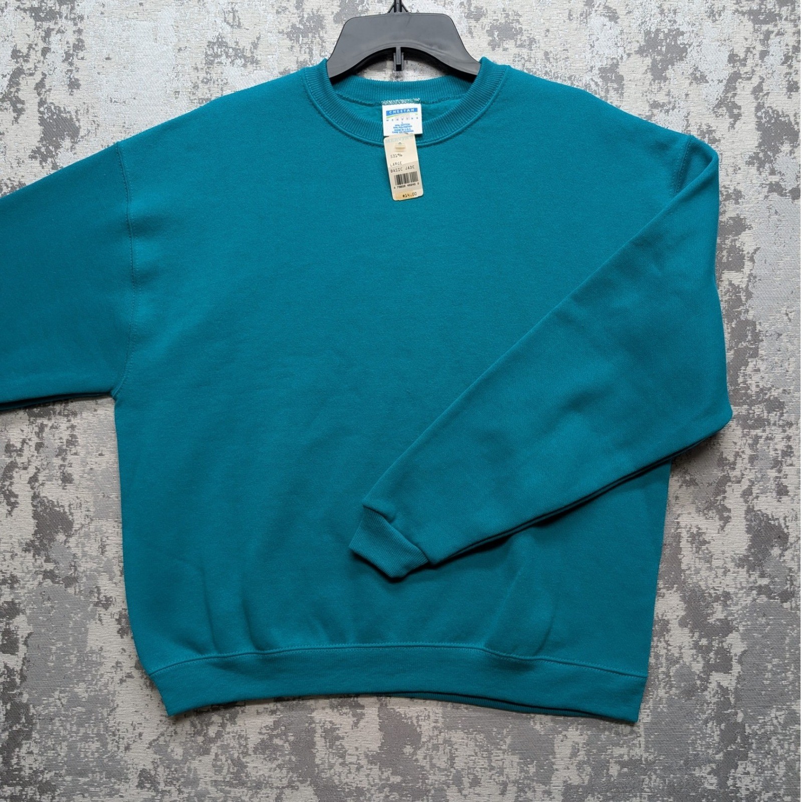 VTG Cheetah Basic Jade Teal Basic Crewneck Sweats… - image 1