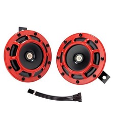Car Horn, High Low Dual Tone Auto Horn Kit, 130dB Super Loud 12V Red car horn
