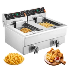 12L 5000W Electric Deep Fryer w/Dual Removable Tanks Commercial Countertop Fryer