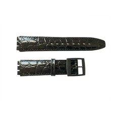 Swatch special strap of artificial leather with stitch and plastic clasp black