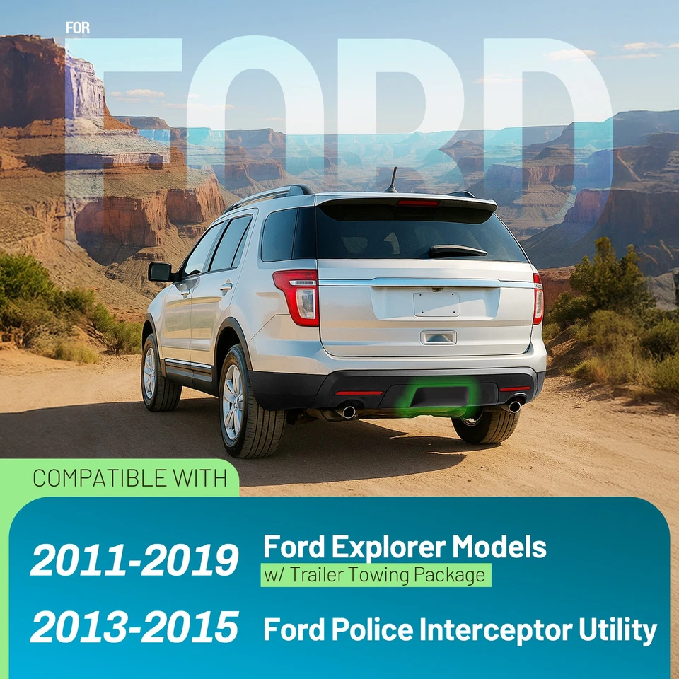 Rear Bumper Trailer Tow Hitch Panel Receiver Cover For Ford Explorer 2011-2019 - Image 4 of 4