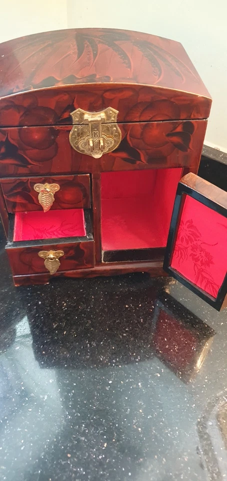 chinese jewellery box cabinet Vintage - Image 3 of 3