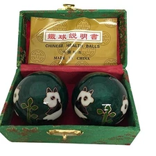 THY ARTS Baoding Balls Chinese Health Massage Exercise Stress Balls - Green Pan