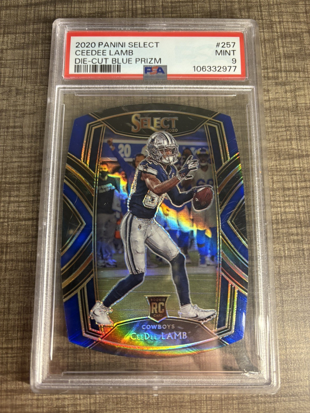 2020 Panini Select Ceedee Lamb 257 Die Cut Light Blue Prizm PSA 9 Dallas Cowboys