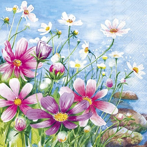 IHR Servietten Katy Pink | Blue | 33 X 33 Cm | Tissue - 3 Lagig | 20 Servietten-image