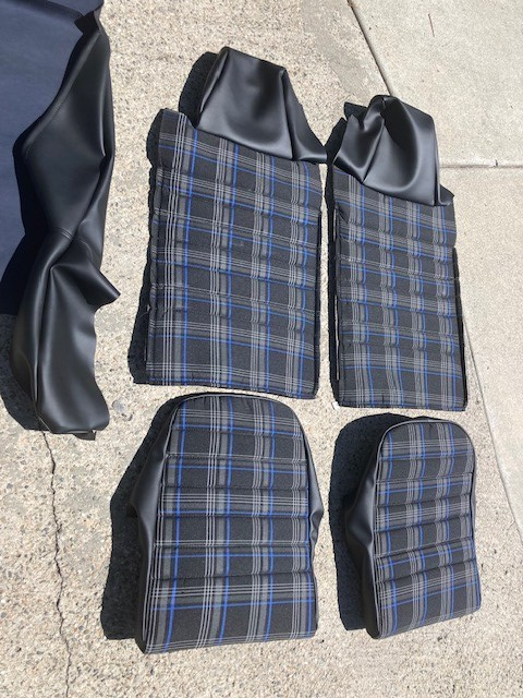 Porsche 914 Upholstery Seat Kit Set Tartan Plaid GER Vinyl | White
