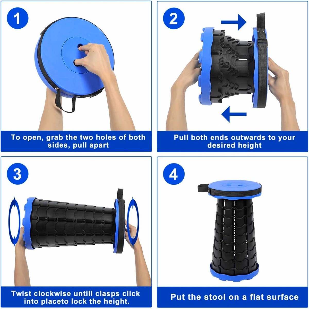 Upgraded Thick Folding Stool Telescopic Chair Seat Retractable Fishing Outdoor