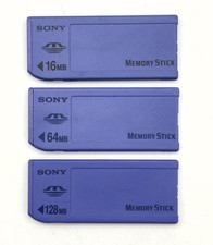 Genuine Sony Purple Memory Stick Camera Card Lot of 3 TESTED 16MB 64MB 128MB