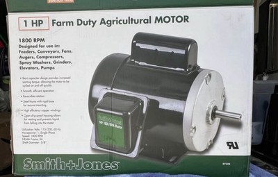 Smith+Jones 1 HP 1800 RPM Single Phase AC Induction Motor 115/230V 5/8'' Shaft