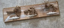 wall , hat, keys , coat   Rack. Made of wood boat cleat 