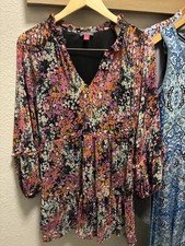 Vince Camuto Tiered Floral Print Long Sleeve Dress - Size S