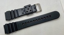 NEW NOS Black Silicone Dive Sport Watch Band X-Long Substantial 22mm Lugs