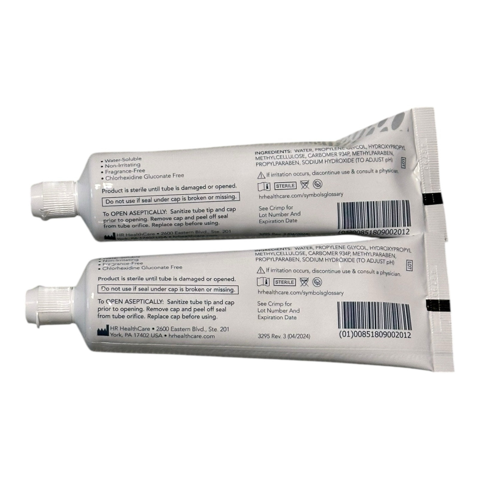 HR Lubricating Jelly 4 oz Flip Top Tube Sterile Water Soluble (Lot of 2)