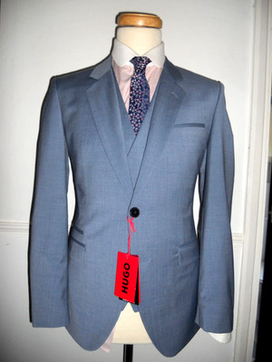 HUGO BOSS Super Stoff Aktueller HUGO 3 Teiler Slim Fit Anzug Gr. UK 38R ''EUR 48R''W32
