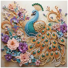 Sanjee 5D Special Shape Diamond Art Kits 11.8 inches x inches, Peacock