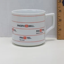 Vintage Pacific Bell Pac Tel Services Mug White Red Logo Telecom Coffee Cup