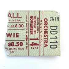 1974 DAVID BOWIE Diamond Dogs Concert Ticket November 14 Orpheum Theatre Boston