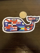 New Vineyard Vines Caribbean Flags Whale Sticker Laptop Yeti Car Decal