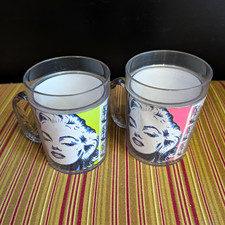 Set of 2 Clear Plastic Pop Art Printed Mugs, ...