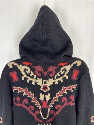 Cardigan Long à Capuche Vertigo Taille M - Noir Et Multicolore, Motif Paisley - Neuf Avec étiquette