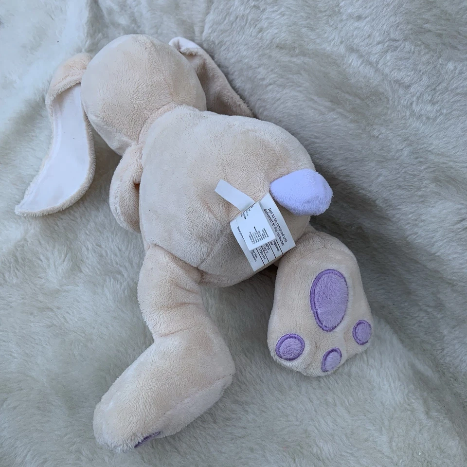 Nuby Tickle Tots Laughing Bunny Plush Tan Purple Nose Ears Stuffed Animal 16” - Image 4 of 4