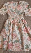 Vintage Jessica Mcclintock Gunne Sax Style Dress Girls 7 Floral Print With Lace