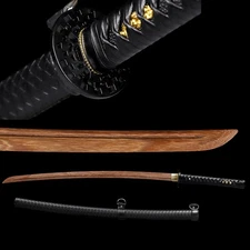 Kendo Bokken Wooden Katana Sword Iaido Outdoor Battle Training Practice Leather