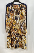 Tory Burch Women's Silk Tunic Dress Multicolor Ikat Print Long Sleeve Sz 6