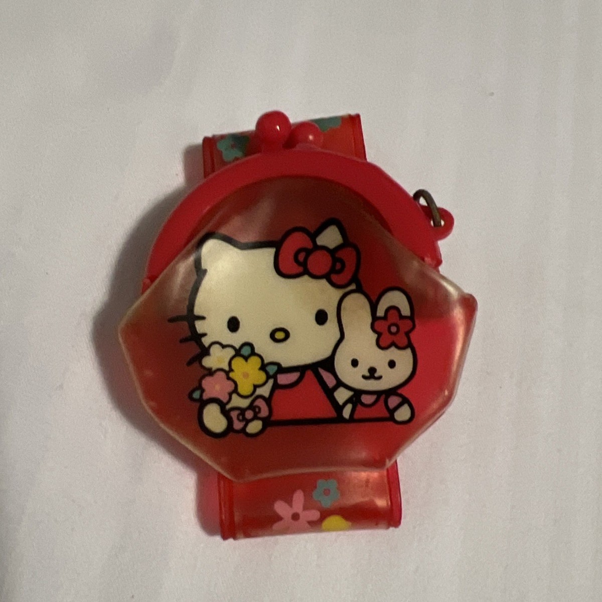 Vintage Sanrio Hello Kitty Red Clear Plastic Wrist Coin Purse