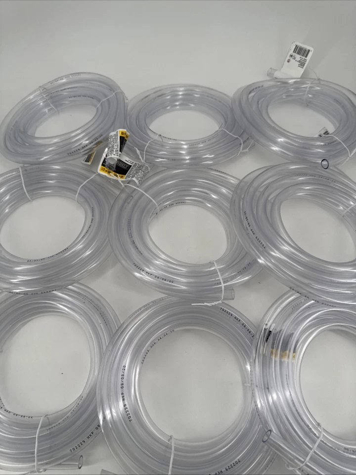 Lot of 9 10 ft. PVC CLEAR VINYL TUBING 3/8" ID 1/2" OD 45 PSI | 70°F - Image 3 of 4