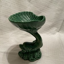 Vintage Dartmouth Pottery Green Dolphin Dish -  21cm tall