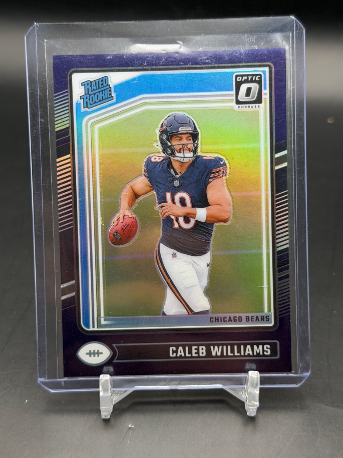 2024 Panini Donruss Optic Caleb Williams 50/60 Purple Prizm Rated Rookie #201 PC