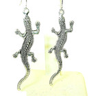 New  Very Long Textured  LIZARD  Silver-tone Drop Dangle Earrings   3" Long — photo 1