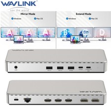 WAVLINK USB-C/USB-A to HDMI/DisplayPort Adapter 3 HDMI 2 DP Laptop Display Dock