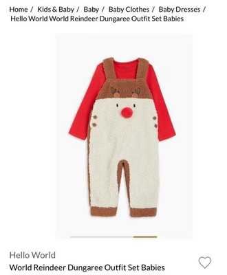Studio Baby Reindeer 9  - 12 M 2 Piece Dungaree Set Christmas Outfit New