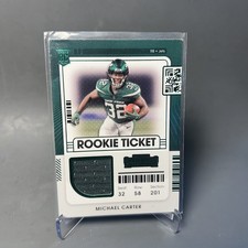 2021 Panini Contenders Football Michael Carter Rookie Ticket Patch Green RTS-MCA