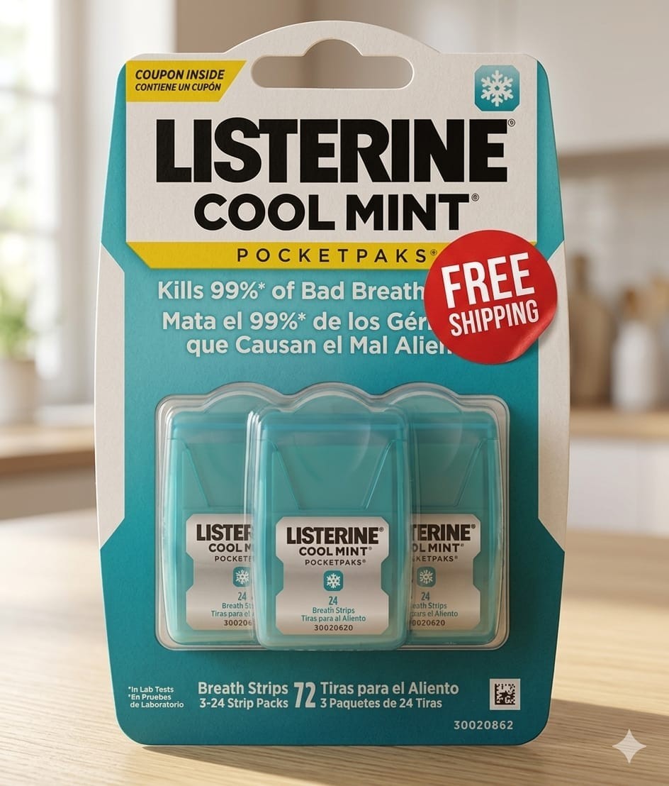 Listerine Cool Mint Pocketpaks Breath Strips 72 Count Model 30020620  30020862