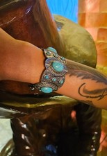 Vintage Little Big Horn Bangle Bracelet Native American Jewelry Turquoise Open