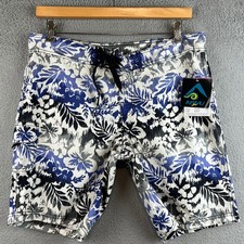 Kanu Surf Oceanside Board Shorts Boys 12 Blue Floral Tropical Swim Trunks