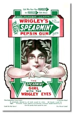 WRIGLEY'S GUM GIRL WITH THE WRIGLEY EYES OLD AD FRIDGE/LOCKER MAGNET 3.5 X 5.5
